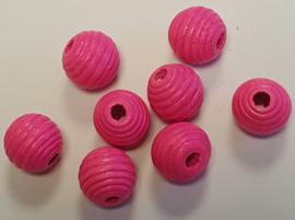 Ribbel Kralen Fel Roze 14 mm