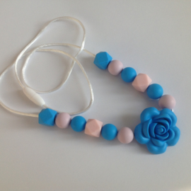 Voedings-kinder-bijtketting roos,blauw roze