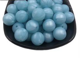 Siliconen kraal 15 mm metallic blauw