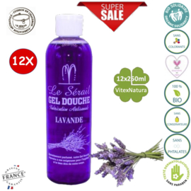 Marseille shower and bath gel lavender 12x250ml