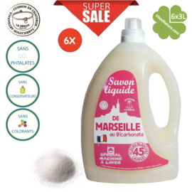 Marseille liquid detergent with sodium bicarbonate 6x3L white floral scent