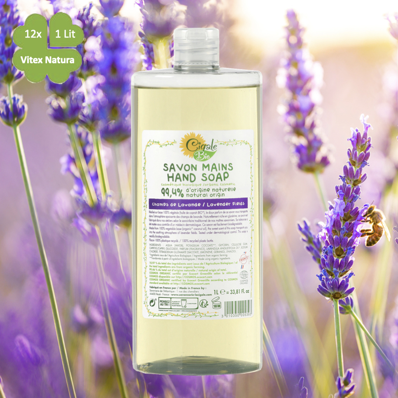 Biologische veld lavendel vloeibare zeep 12x1L Natuurlijke ingrediënten