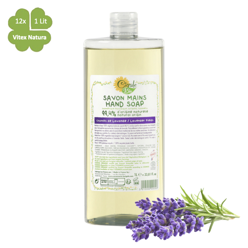 Biologische veld lavendel vloeibare zeep 12x1L Natuurlijke ingrediënten