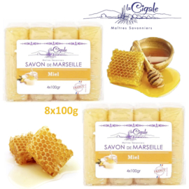 Glycerine en honing Marseille zeep 8x100g