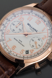 William L 1985 Vintage Style Chronograph Rosegoud Wit 40mm