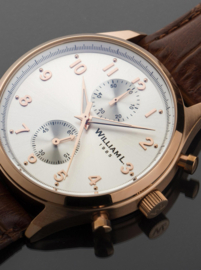 William L 1985 Vintage Style Small Chronograph Rosegold Silber 40mm