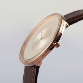 Auteur Watches Moonlight Dusk - Extra Flache Designeruhr Leder Braun 39mm