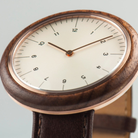 Auteur Watches Revolution IV - Swiss Made Houten Herenhorloge Bruin Leer 43mm