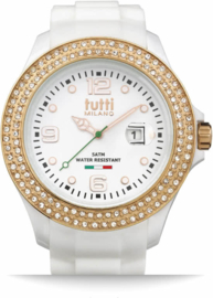 Tutti Milano Cristallo Horloge Wit XL 48mm
