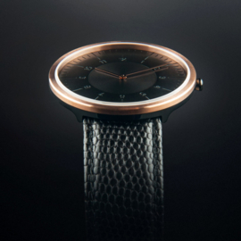 Auteur Watches Moonlight K Rosé Gold - Extra Flache Designeruhr Leder Schwarz 39mm