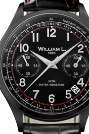 William L 1985 Vintage Style Chronograph Zwart Staal 40mm