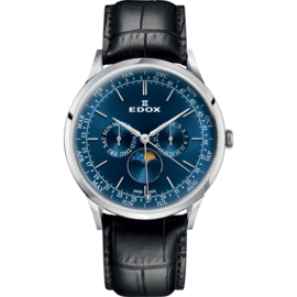 Edox Les Vaubert dag-datum-maan Herenhorloge 42mm