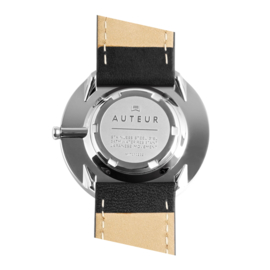 Auteur Watches Moonlight Dawn - Extra Plat Designhorloge Zwart Leer 39mm