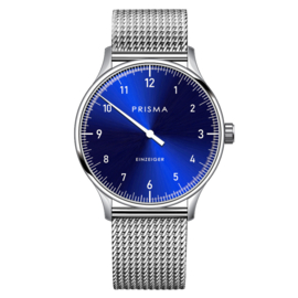 Prisma Design 'Einzeiger' - Eenwijzer Horloge Blauw 40mm