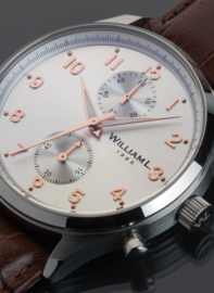 William L 1985 Vintage Style Small Chronograph Staal Zilver 40mm