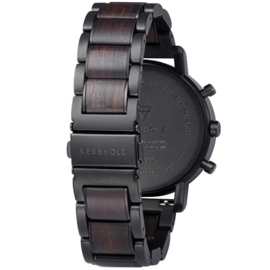 Kerbholz Johann Houten Horloge Sandalwood Black Steel XL 45mm