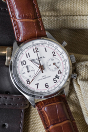 William L 1985 Vintage Style Chronograph Stahl Weiss 40mm