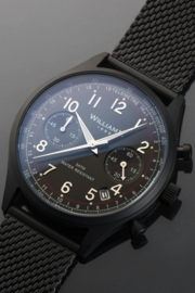 William L 1985 Vintage Style Chronograph Zwart Staal 40mm
