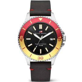 River Woods Herenhorloge 10ATM - Lederen Horlogeband Zwart/Fanta