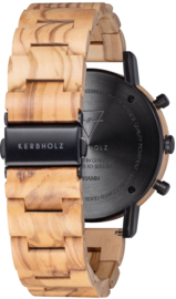 Kerbholz Johann Houten Horloge Olivewood Black XL 45mm