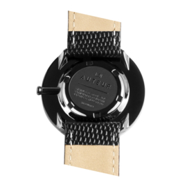 Auteur Watches Moonlight K Silver - Extra Plat Designhorloge Zwart Leer 39mm