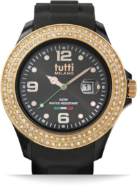 Tutti Milano Cristallo Uhr Schwarz XL 48mm