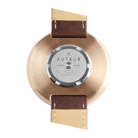 Auteur Watches Revolution IV - Swiss Made Houten Herenhorloge Bruin Leer 43mm