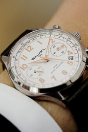 William L 1985 Vintage Style Chronograph Staal Wit 40mm