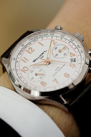 William L 1985 Vintage Style Chronograph Stahl Weiss 40mm