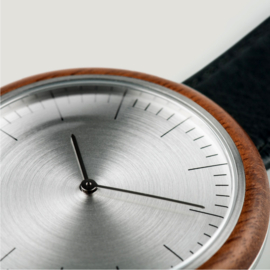 Auteur Watches Revolution I - Swiss Made Houten Herenhorloge Zwart Leer 43mm