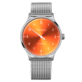 Prisma Design 'Einzeiger' Eenwijzerhorloge Oranje 40mm