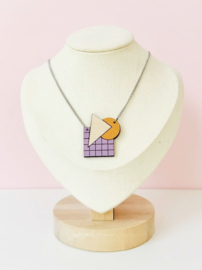 Pixie halsketting lila- oker- natuurkleur