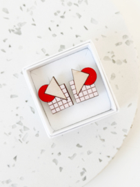 Pixie oorstekers lichtroze- rood