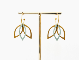 Flore oorhangers blue- gold- sage