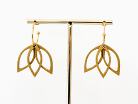Flore oorhangers black - gold