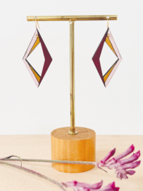 Vero oorhangers aubergine- lichtroze- goud