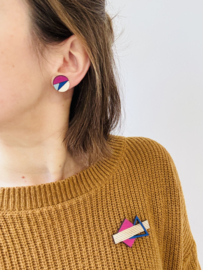 Elle oorstekers fuchsia - blue - sage