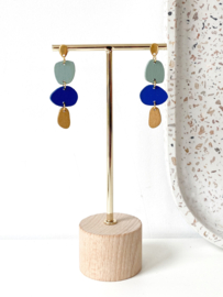 Dina oorhangers sage - blue - gold