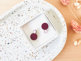 Odette oorstekers aubergine- lichtroze
