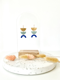 Jackie oorhangers gold - sage - blue