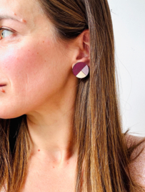 Coco oorstekers aubergine- lichtroze