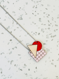 Pixie halsketting lichtroze- rood