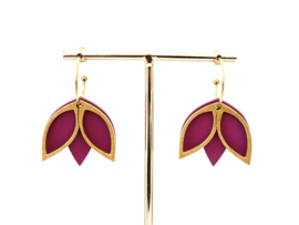 Flore oorhangers fuchsia- gold- blue