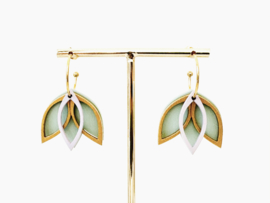Flore oorhangers sage- gold- lavender