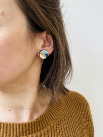 Elle oorstekers sage- blue- gold