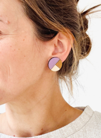Coco oorstekers lila- oker- natuurkleur