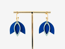 Flore oorhangers blue- gold- sage