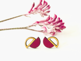 Millie oorstekers aubergine- goud