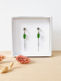 Allie oorhangers groen- zilver