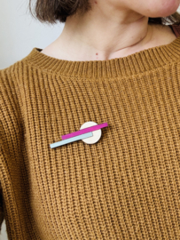 Puck broche  sage - fuchsia